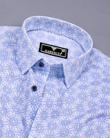 Antony White With Blue Printed Oxford Cotton Shirt