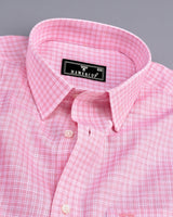 Modest Pink With White Check Linen Cotton Shirt
