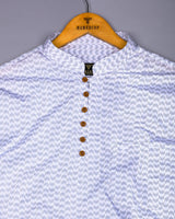 Loop Gray With White Printed Cotton Shirt Style Kurta