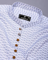 Loop Gray With White Printed Cotton Shirt Style Kurta