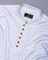 Loop Gray With White Printed Cotton Shirt Style Kurta