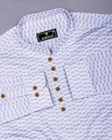 Loop Gray With White Printed Cotton Shirt Style Kurta