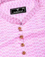 Loop Pink With White Printed Cotton Shirt Style Kurta