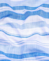 Peoria Blue With White Dobby Stripe Cotton Shirt