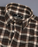 Olten Brown With Cream Check Oxford Cotton Shirt