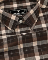 Olten Brown With Cream Check Oxford Cotton Shirt