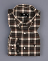Olten Brown With Cream Check Oxford Cotton Shirt