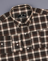 Olten Brown With Cream Check Oxford Cotton Shirt