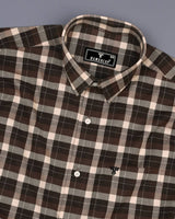 Olten Brown With Cream Check Oxford Cotton Shirt