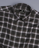 Olten Green With Gray Check Oxford Cotton Shirt