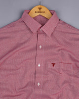 Lucifer Maroon With White Small Check Oxford Cotton Shirt