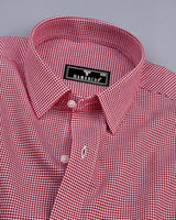 Lucifer Maroon With White Small Check Oxford Cotton Shirt