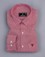 Lucifer Maroon With White Small Check Oxford Cotton Shirt