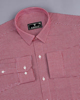 Lucifer Maroon With White Small Check Oxford Cotton Shirt