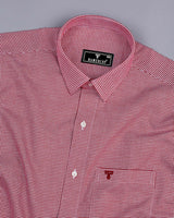 Lucifer Maroon With White Small Check Oxford Cotton Shirt