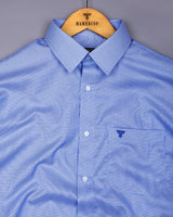 Fresno Blue With White Dobby Textured Cotton Shirt