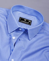Fresno Blue With White Dobby Textured Cotton Shirt