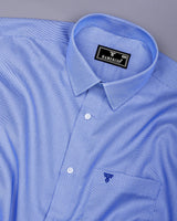 Fresno Blue With White Dobby Textured Cotton Shirt