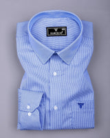 Fresno Blue With White Dobby Textured Cotton Shirt