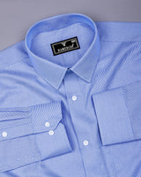 Fresno Blue With White Dobby Textured Cotton Shirt