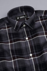 Jade black with grey windowpane check shirt