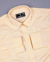Bordon Yellow With White Stripe Oxford Cotton Shirt