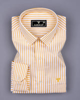 Bordon Yellow With White Stripe Oxford Cotton Shirt