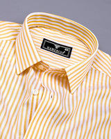 Bordon Yellow With White Stripe Oxford Cotton Shirt