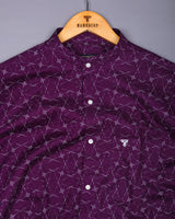 Rodez Purple With White Printed Dobby Cotton Shirt
