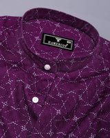 Rodez Purple With White Printed Dobby Cotton Shirt
