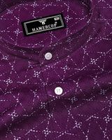 Rodez Purple With White Printed Dobby Cotton Shirt
