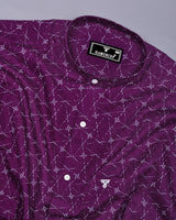 Rodez Purple With White Printed Dobby Cotton Shirt