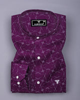 Rodez Purple With White Printed Dobby Cotton Shirt