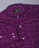 Rodez Purple With White Printed Dobby Cotton Shirt