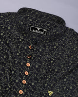 Somnifera Black Wale Printed Dobby Cotton Shirt Style Kurta