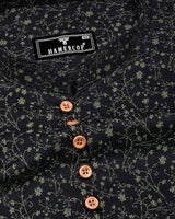 Somnifera Black Wale Printed Dobby Cotton Shirt Style Kurta