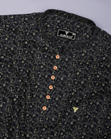 Somnifera Black Wale Printed Dobby Cotton Shirt Style Kurta