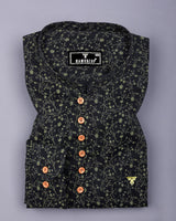 Somnifera Black Wale Printed Dobby Cotton Shirt Style Kurta
