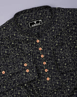 Somnifera Black Wale Printed Dobby Cotton Shirt Style Kurta