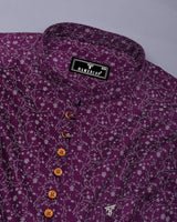 Somnifera Purple Wale Printed Dobby Cotton Shirt Style Kurta
