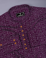 Somnifera Purple Wale Printed Dobby Cotton Shirt Style Kurta