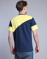 Lemon Yellow With NavyBlue Pique Pima Designer T-Shirt