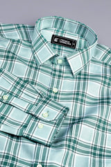 Green with white windowpane check shirt