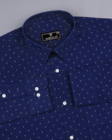 Hemlock Blue With White Poplin Printed Cotton Shirt