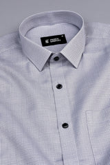 Grey with white zigzag twill check shirt