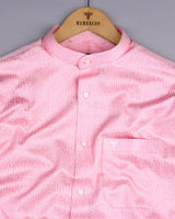 Pastel Pink With White Printed Satin Cotton Shirt