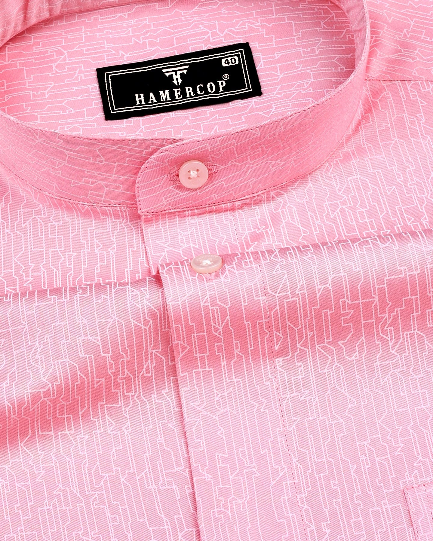 Pastel Pink White Printed Satin Cotton Shirt – Hamercop