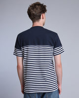 Twilight NavyBlue With White Stripe Premium Cotton Designer T-shirt