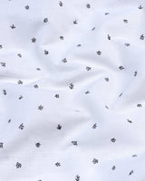 Dragor White With Gray Printed Linen Cotton Shirt