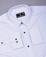 White With Black Printed Formal Cotton Shirt